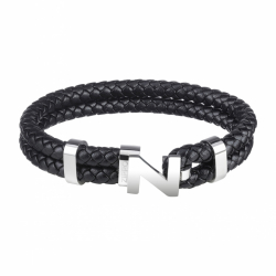 Браслет Steel Braided Leather Bracelet (22 см) ZIPPO 2007169