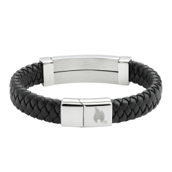 Браслет Steel Bar Braided Leather Bracelet (22 см) ZIPPO 2007175